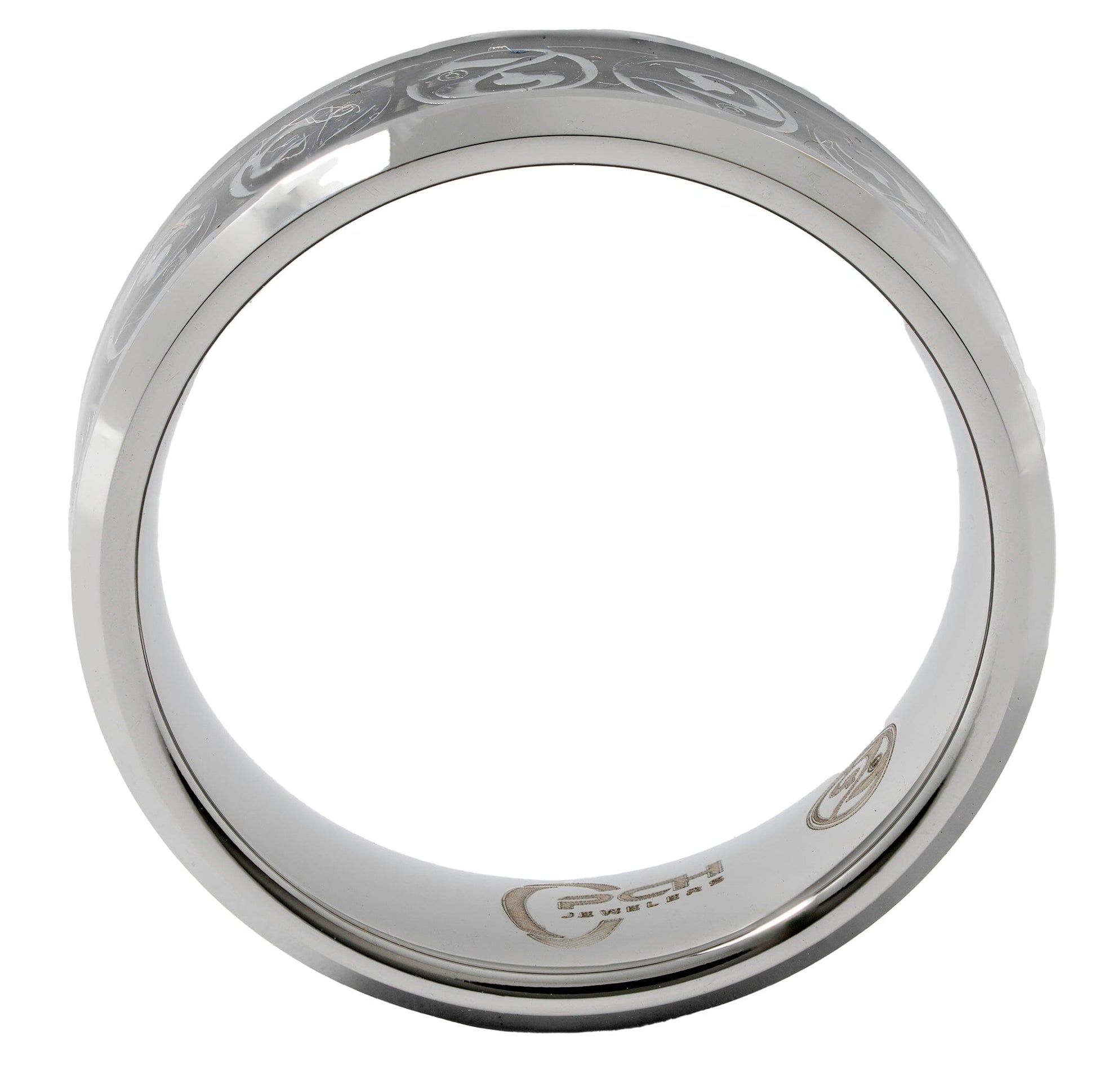 2 Cents Ring by Ryan Decenzo – Chrome Tungsten with Black Carbon Fiber Inlay – 8mm Comfort Fit Band - PCH Jewelers INC.
