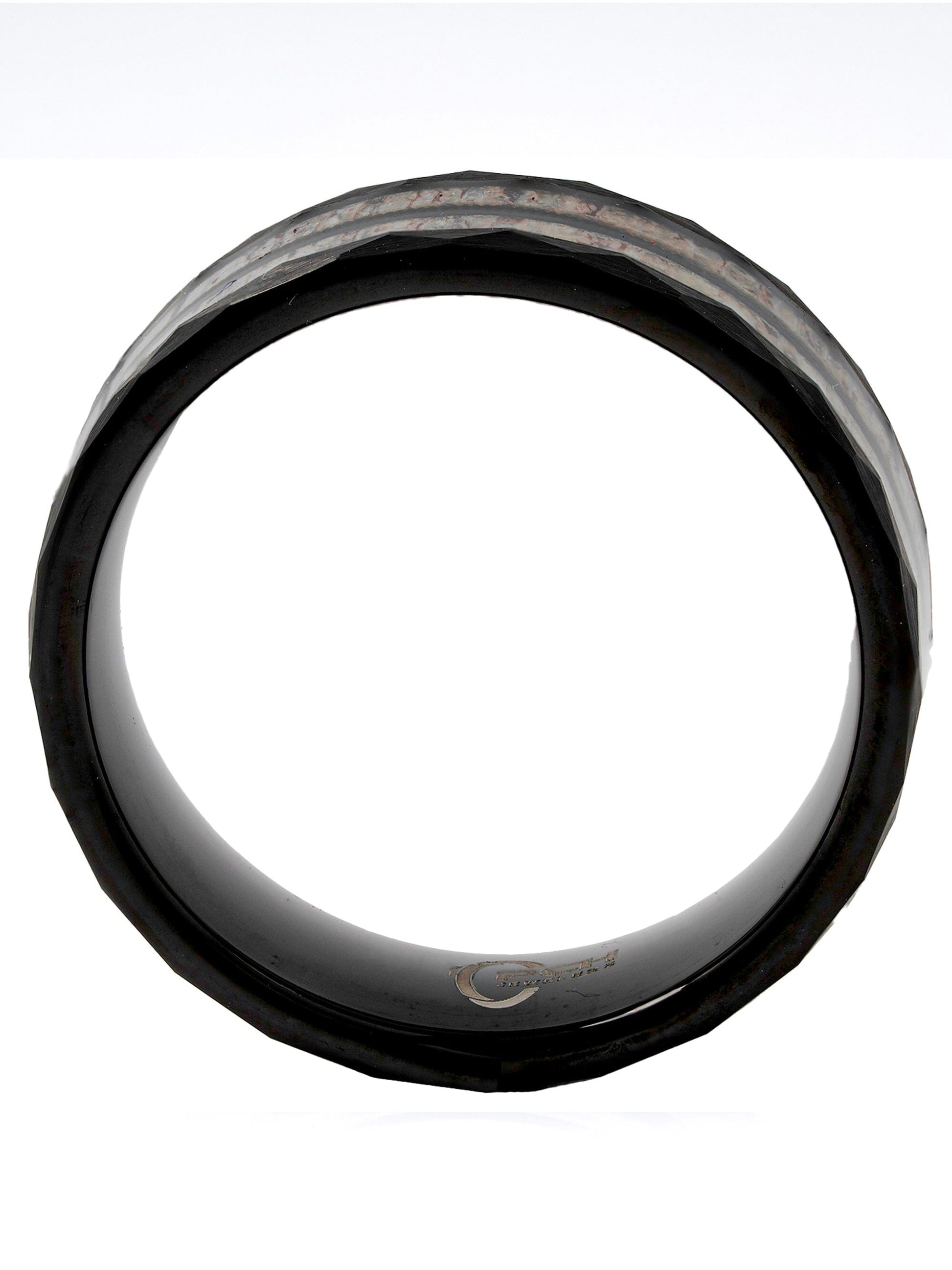 Black Tungsten Guitar String, Antler Ring, 8mm Comfort Fit Wedding Band - PCH Jewelers INC.