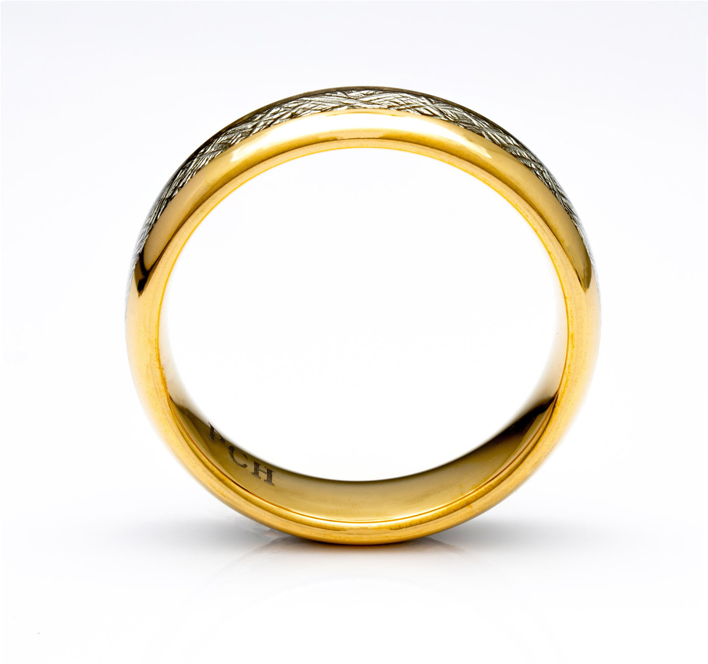 Gold Tungsten Meteorite Ring, 6mm Comfort Fit Wedding Band - PCH Jewelers INC.