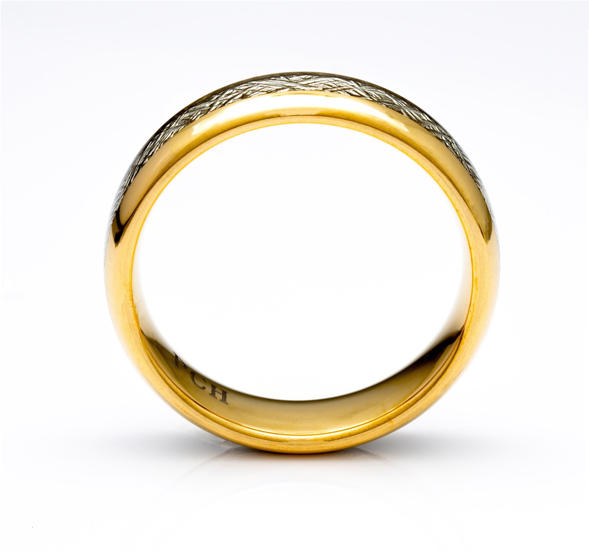 Gold Tungsten Meteorite Ring, 6mm Comfort Fit Wedding Band - PCH Jewelers INC.