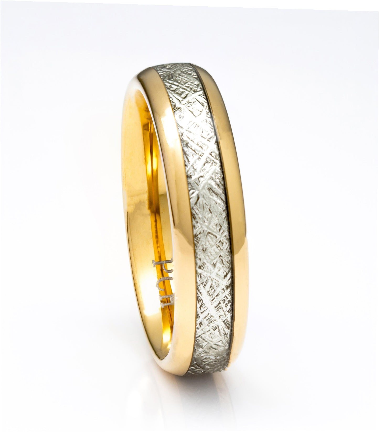 Gold Tungsten Meteorite Ring, 6mm Comfort Fit Wedding Band - PCH Jewelers INC.