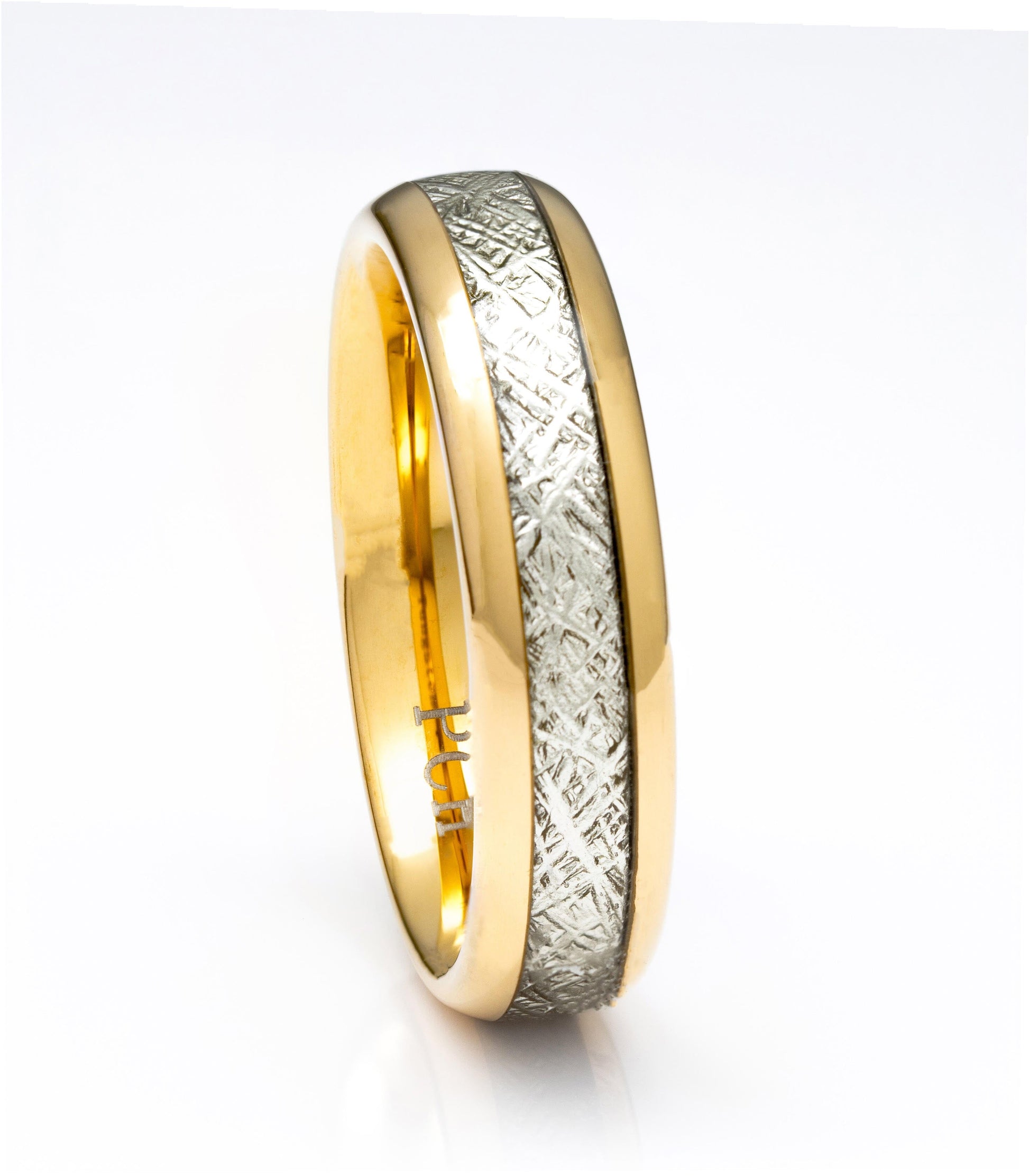 Gold Tungsten Meteorite Ring, 6mm Comfort Fit Wedding Band - PCH Jewelers INC.