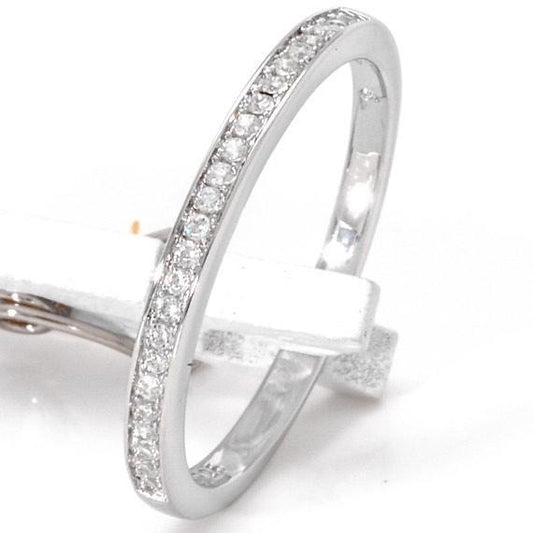 Sterling Silver Wedding Band With Cubic Zirconia, 925 Wedding Ring, Stacking Band - PCH Rings