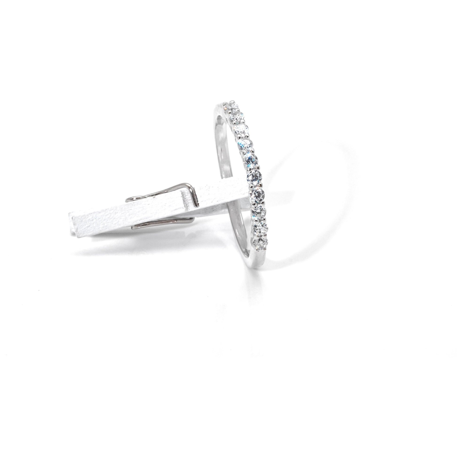 Sterling Silver Wedding Band With Cubic Zirconia, 925 Wedding Ring, Stacking Band - PCH Rings
