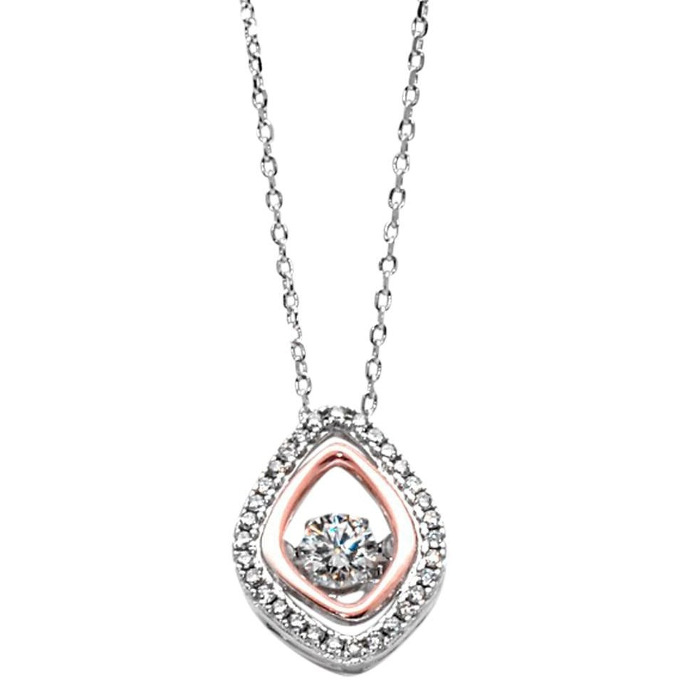 Sterling Silver Necklace With Cubic Zirconia and Rose Gold Accent - PCH Rings