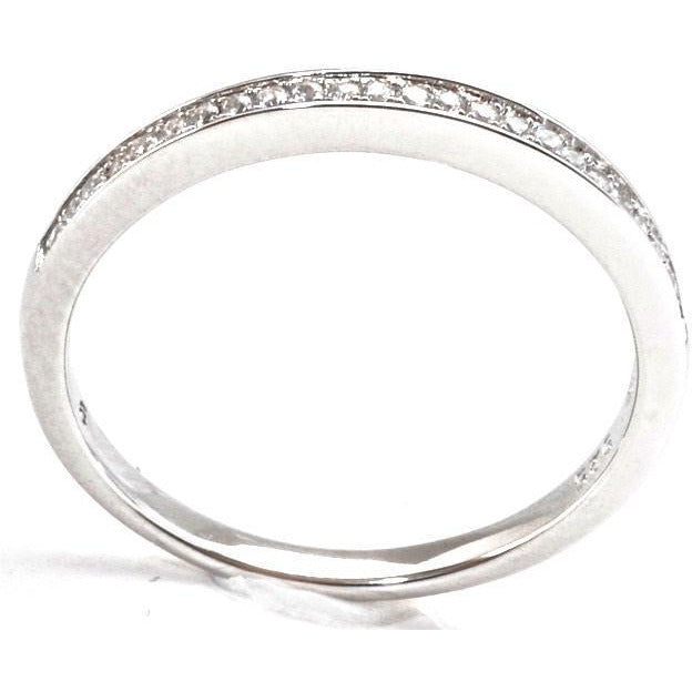 Sterling Silver Wedding Band With Cubic Zirconia, 925 Wedding Ring, Stacking Band - PCH Rings