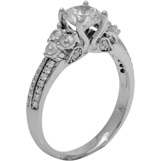 Vintage Style Sterling Silver Wedding Ring with Cubic Zirconia, 925 Engagement Ring - PCH Rings