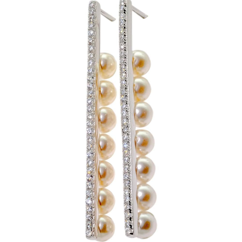 Sterling Silver Pearl Earrings, 925 Drop Earrings With Post - PCH Rings