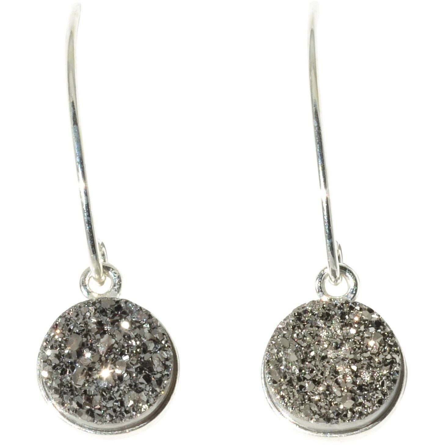 Sterling Silver Earrings With Druzy Quartz, 925 Bezel Set Jewelry - PCH Rings