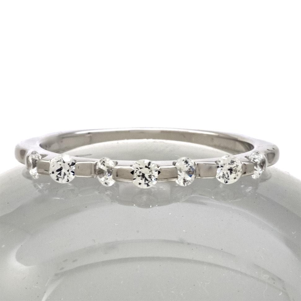 Sterling Silver Stackable Band With Cubic Zirconia, 925 Wedding Band - PCH Rings