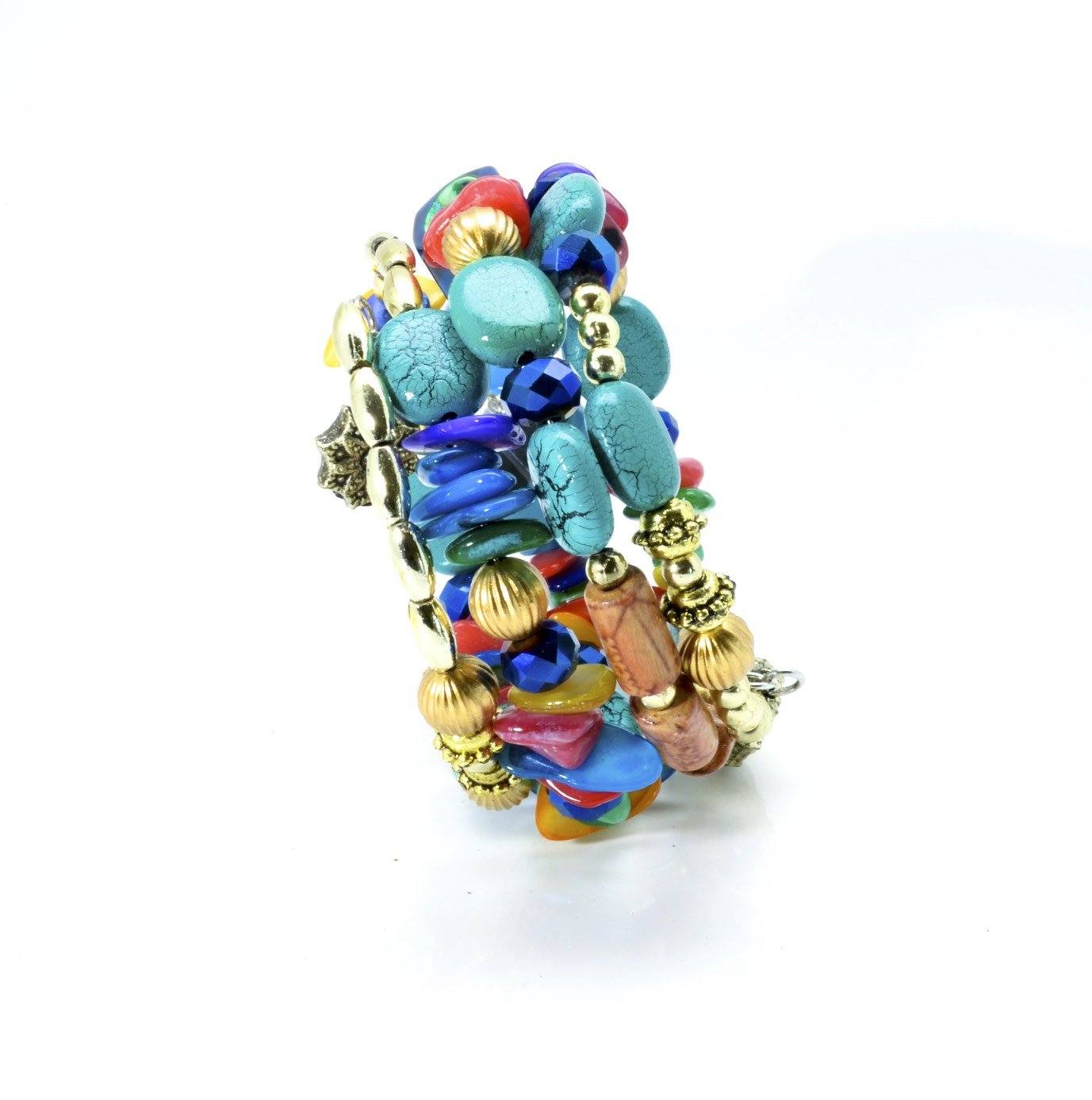 Bohemian Turquoise Wrap Bracelet With Natural Gemstones - PCH Rings