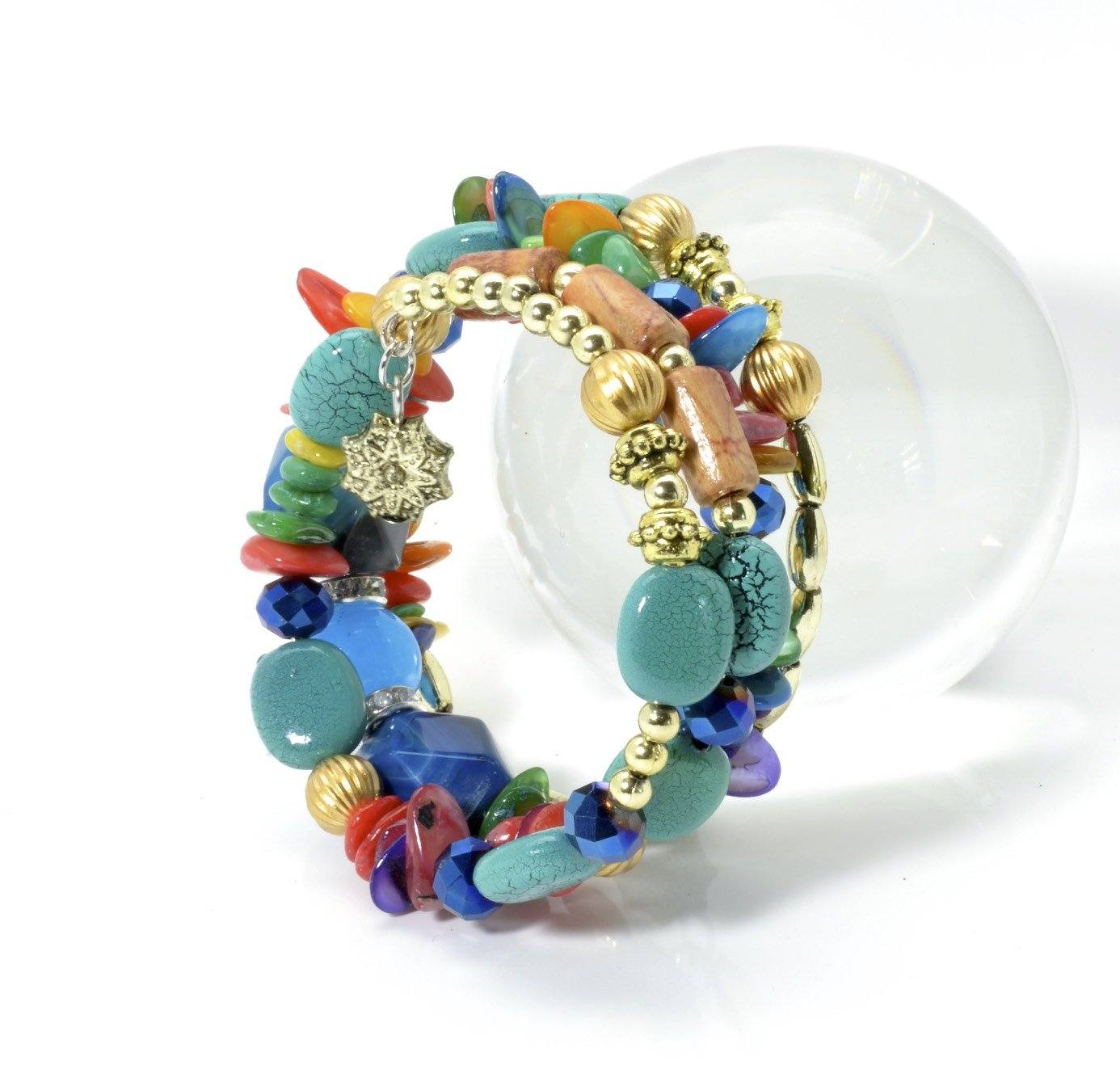 Bohemian Turquoise Wrap Bracelet With Natural Gemstones - PCH Rings