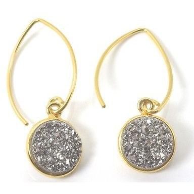 Sterling Silver White Druzy Earrings, 925 Drop/Dangle Earrings, 1.5" Long - PCH Rings