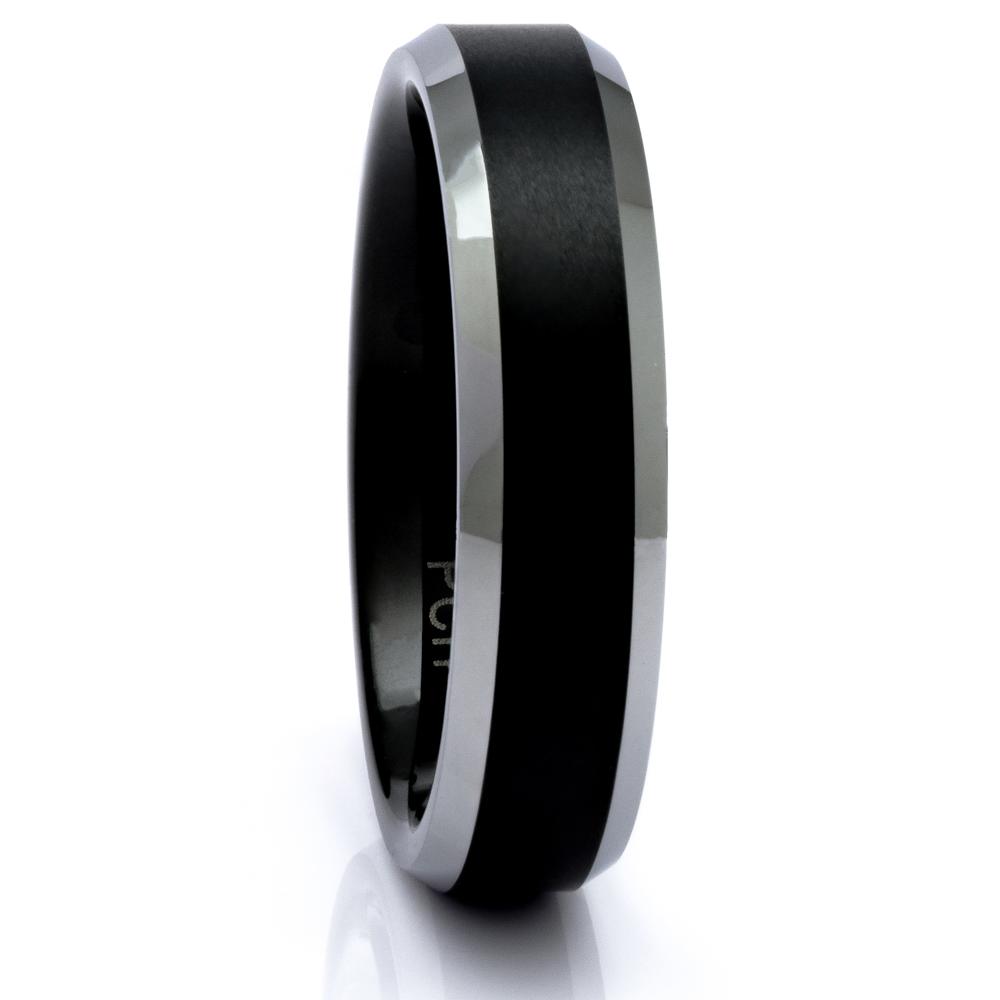 Men's Black Tungsten Ring With Satin Finish, 6mm Comfort Fit Wedding Band - PCH Rings
