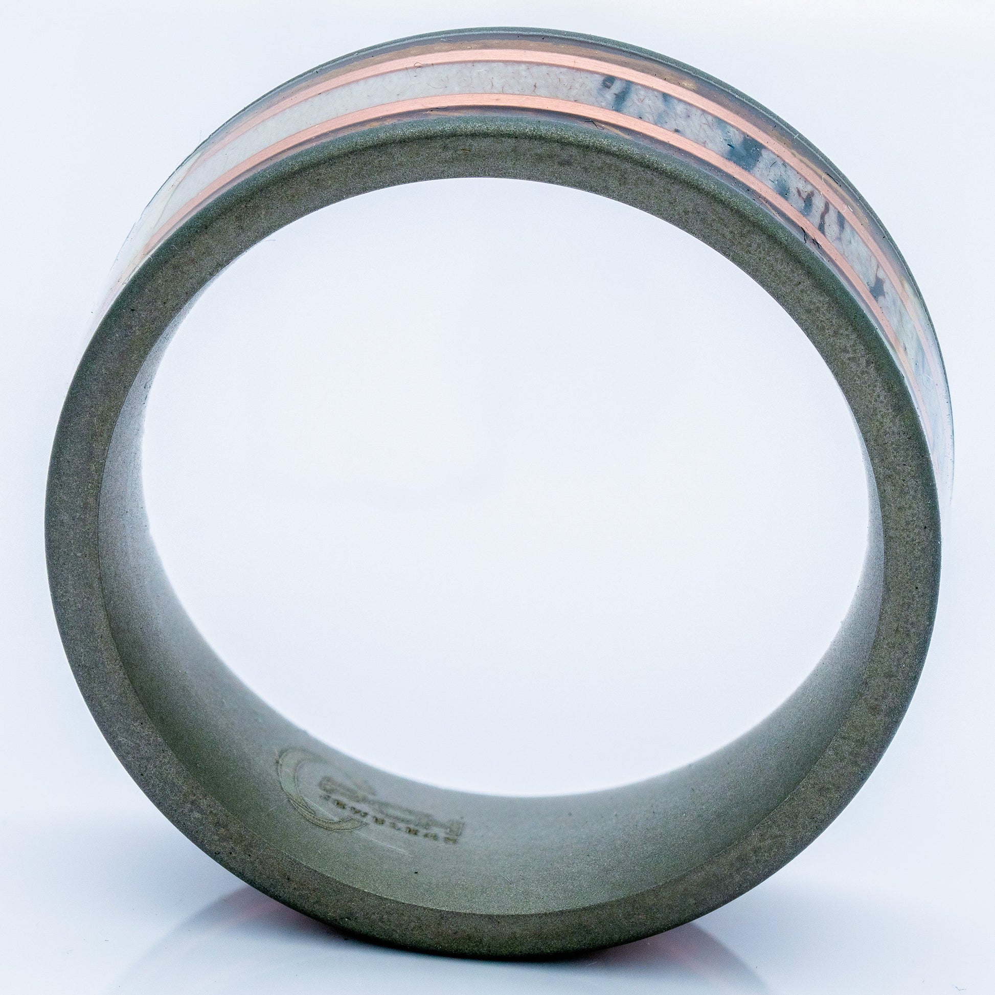 Men's Titanium Deer Antler Ring With Copper and Koa Wood Inlay, 9mm Comfort Fit Wedding Band - PCH Rings