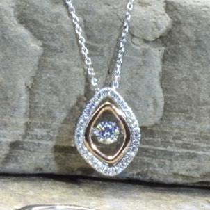 Sterling Silver Necklace With Cubic Zirconia and Rose Gold Accent - PCH Rings