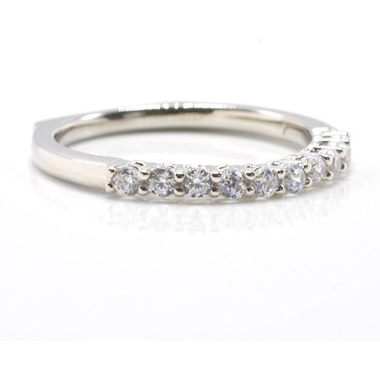 Sterling Silver Wedding Band With Cubic Zirconia, 925 Stacking Ring - PCH Rings