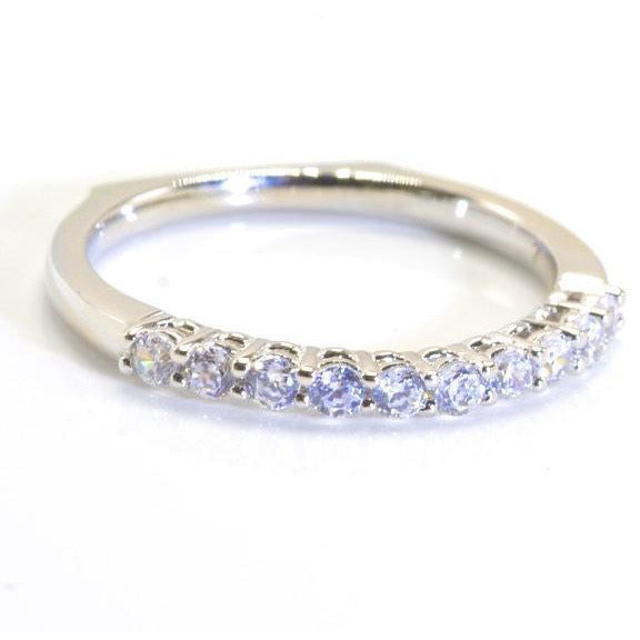 Sterling Silver Wedding Band With Cubic Zirconia, 925 Stacking Ring - PCH Rings
