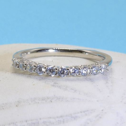 Sterling Silver Wedding Band With Cubic Zirconia, 925 Stacking Ring - PCH Rings