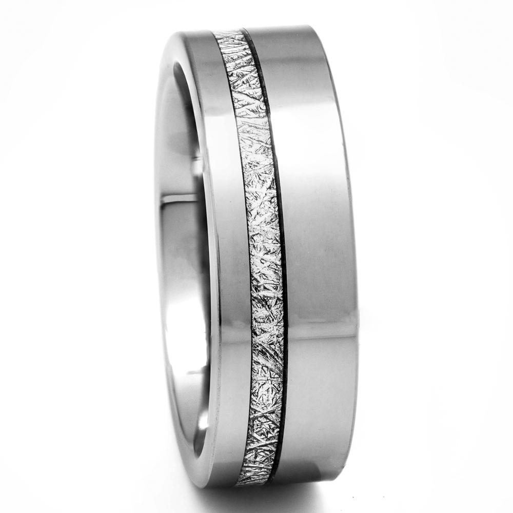Men's Meteorite Ring In Tungsten Carbide, 8mm Comfort Fit Wedding Band - PCH Rings
