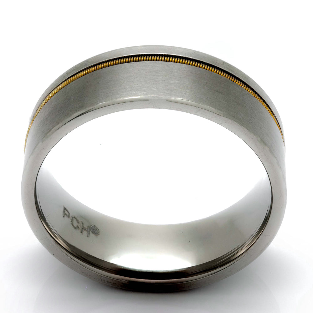 Titanium Guitar String Ring, 8mm Comfort Fit Wedding Band - PCH Rings