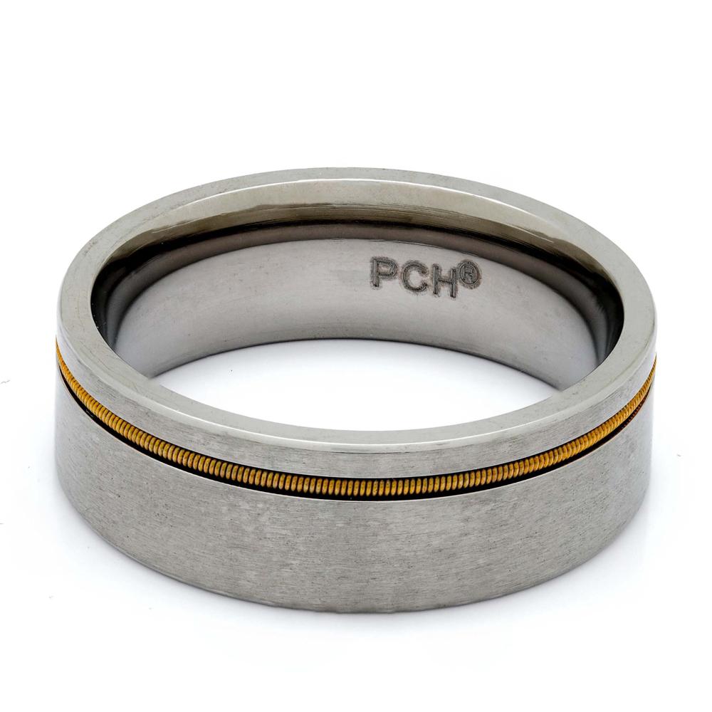 Titanium Guitar String Ring, 8mm Comfort Fit Wedding Band - PCH Rings