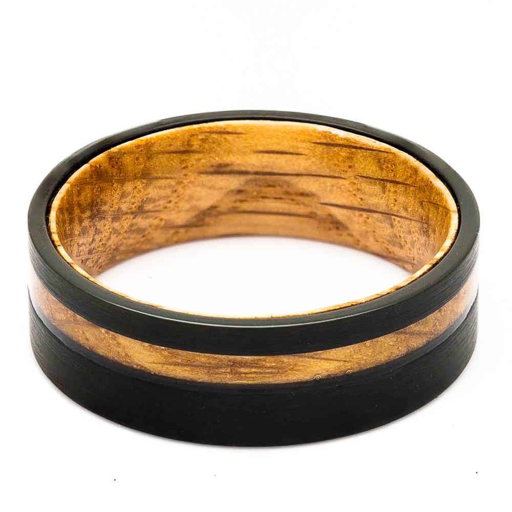 Whiskey Barrel Ring, Tungsten Wood Ring, 8mm Comfort Fit Wedding Band - PCH Rings