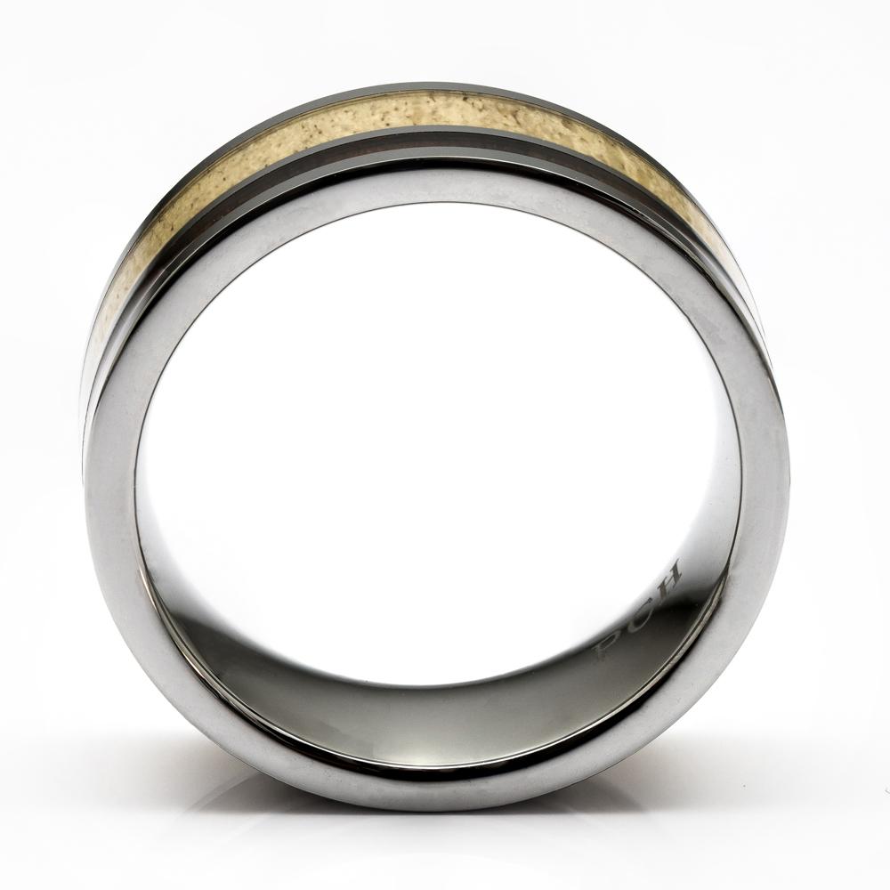 Men's Deer Antler Ring In Tungsten With Koa Wood Inlay, 8mm Comfort Fit Wedding Band - PCH Rings