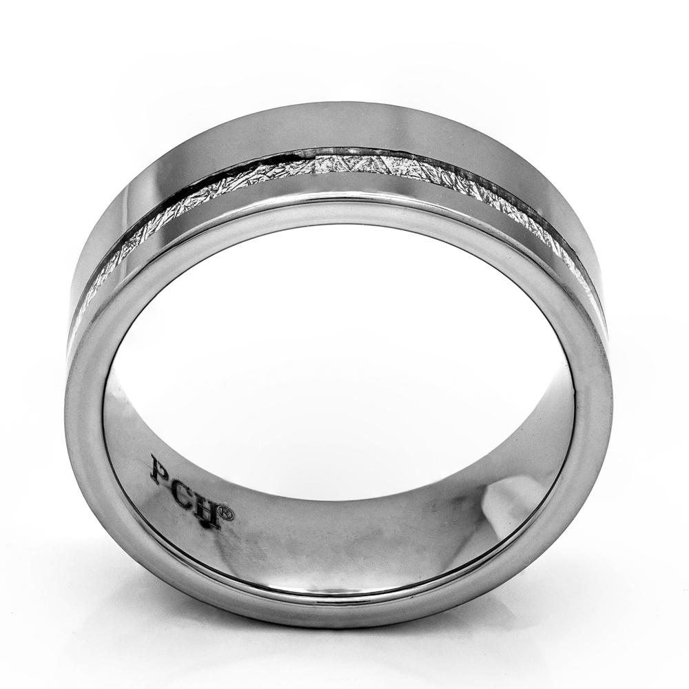 Men's Meteorite Ring In Tungsten Carbide, 8mm Comfort Fit Wedding Band - PCH Rings