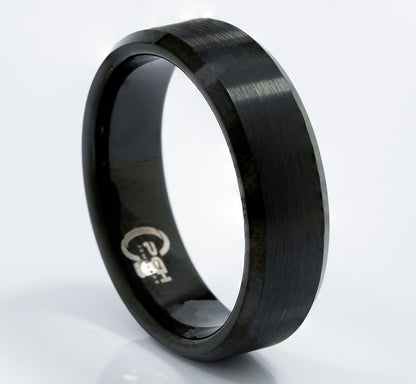 Men's Black Tungsten Ring with Brushed Finish, 7mm Comfort Fit Wedding Band - PCH Jewelers INC.