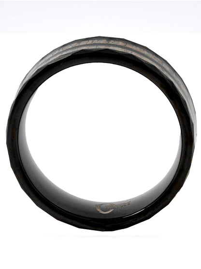 Black Tungsten Guitar String, Antler Ring, 8mm Comfort Fit Wedding Band (Copy)