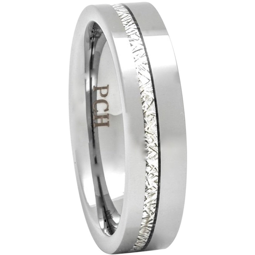 Meteorite Ring In Tungsten Carbide, 6mm Comfort Fit Wedding Band - PCH Rings