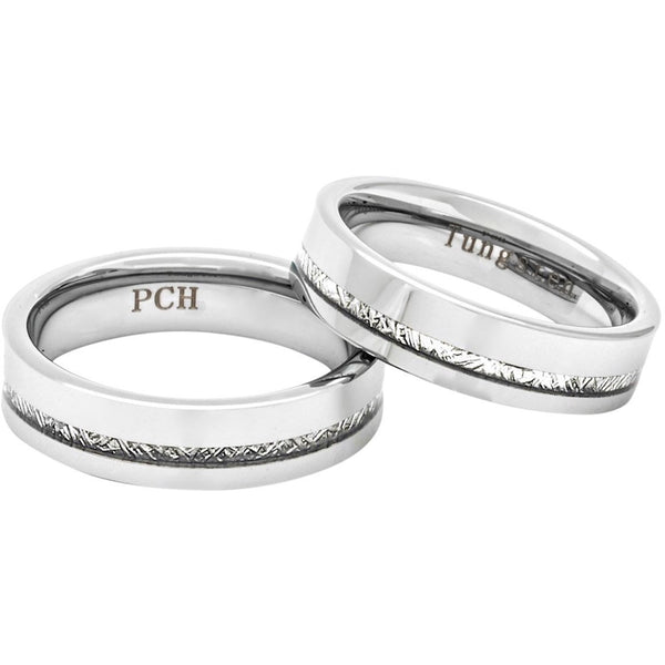 Meteorite Ring In Tungsten Carbide, 6mm Comfort Fit Wedding Band - PCH Rings