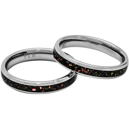 Tungsten Ring With Australian Opal Inlay, 4mm Comfort Fit Wedding Band - PCH Rings