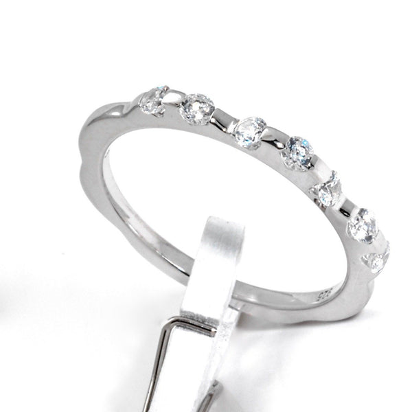 Sterling Silver Stackable Band With Cubic Zirconia, 925 Wedding Band - PCH Rings