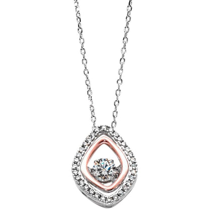 Sterling Silver Necklace With Cubic Zirconia and Rose Gold Accent - PCH Rings