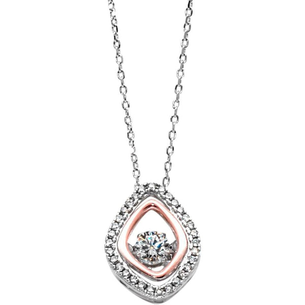 Sterling Silver Necklace With Cubic Zirconia and Rose Gold Accent - PCH Rings