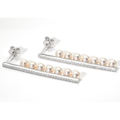 Sterling Silver Pearl Earrings, 925 Drop Earrings With Post - PCH Rings
