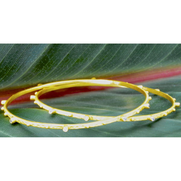 Women's Bangle Bracelet With Bezel Set Cubic Zirconia, 18k Gold Overlay Fashion Jewelry - PCH Rings