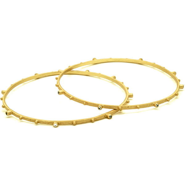 Women's Bangle Bracelet With Bezel Set Cubic Zirconia, 18k Gold Overlay Fashion Jewelry - PCH Rings