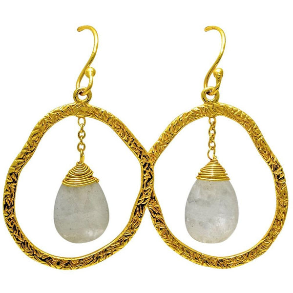 Sterling Silver Moonstone Earrings, Drop Earrings, 14k Gold Overlay Jewelry - PCH Rings