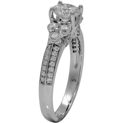 Vintage Style Sterling Silver Wedding Ring with Cubic Zirconia, 925 Engagement Ring - PCH Rings