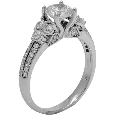 Vintage Style Sterling Silver Wedding Ring with Cubic Zirconia, 925 Engagement Ring - PCH Rings