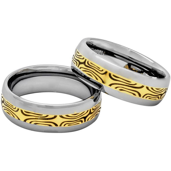 Mokume Pattern Tungsten Ring, 8mm Comfort Fit Wedding Band - PCH Rings