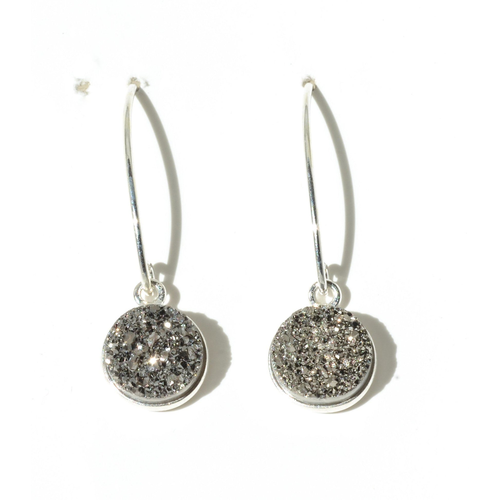 Sterling Silver Earrings With Druzy Quartz, 925 Bezel Set Jewelry - PCH Rings