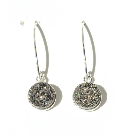 Sterling Silver Earrings With Druzy Quartz, 925 Bezel Set Jewelry - PCH Rings