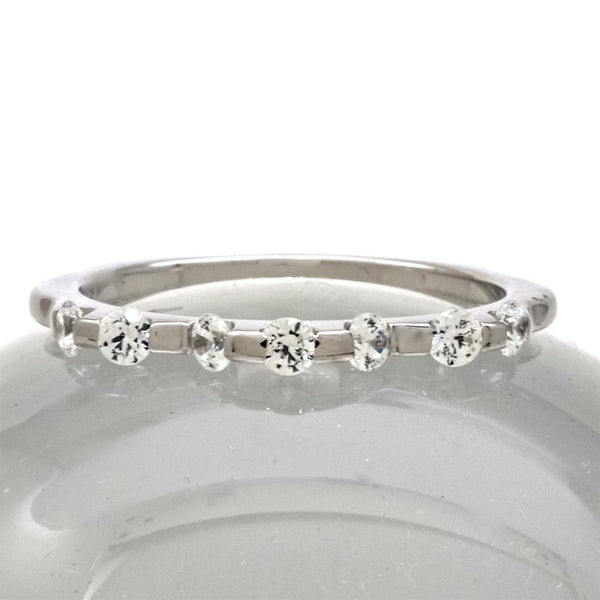 Sterling Silver Stackable Band With Cubic Zirconia, 925 Wedding Band - PCH Rings