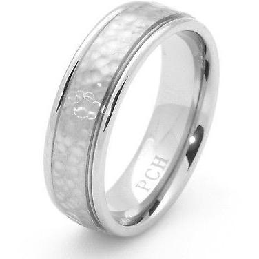Titanium Hammered Ring Wedding Band Engagement 7 MM Wide - PCH Rings