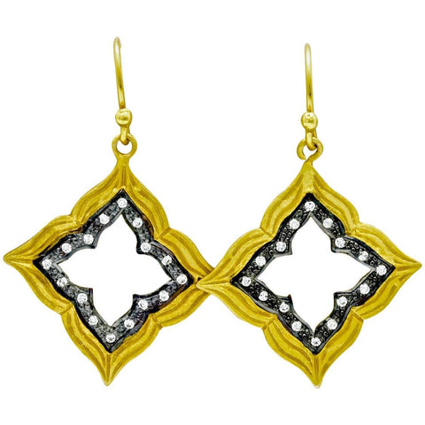 Modern Sterling Silver Earrings With Cubic Zirconia, 18k Gold Overlay - PCH Rings