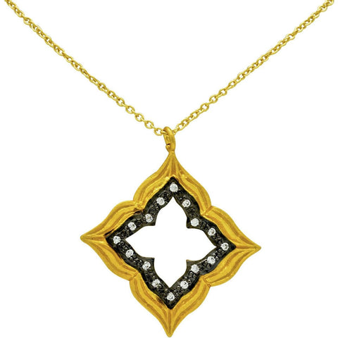 Sterling Silver Pendant Gold Vermeil 925 with 16" Chain Cubic Zirconia - PCH Rings